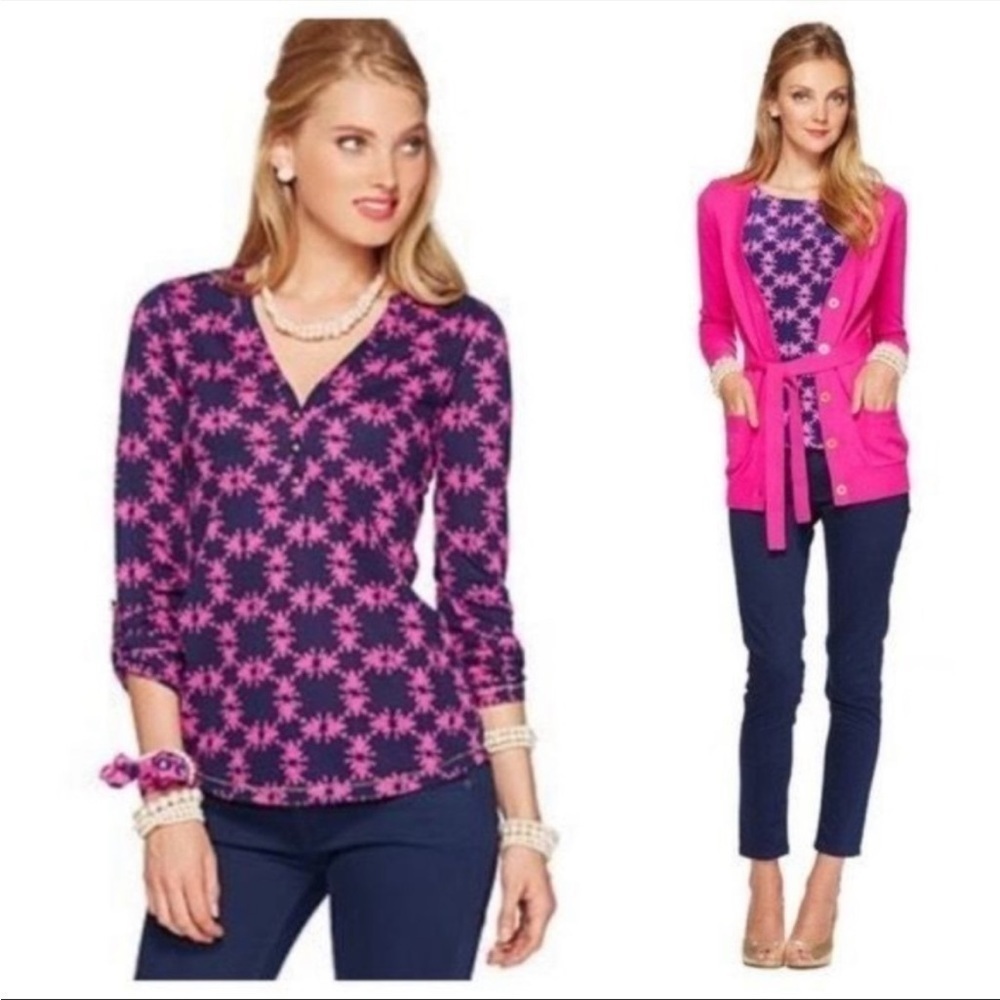 Lilly Pulitzer Janelle Top Get Hoppy Frog Print U8